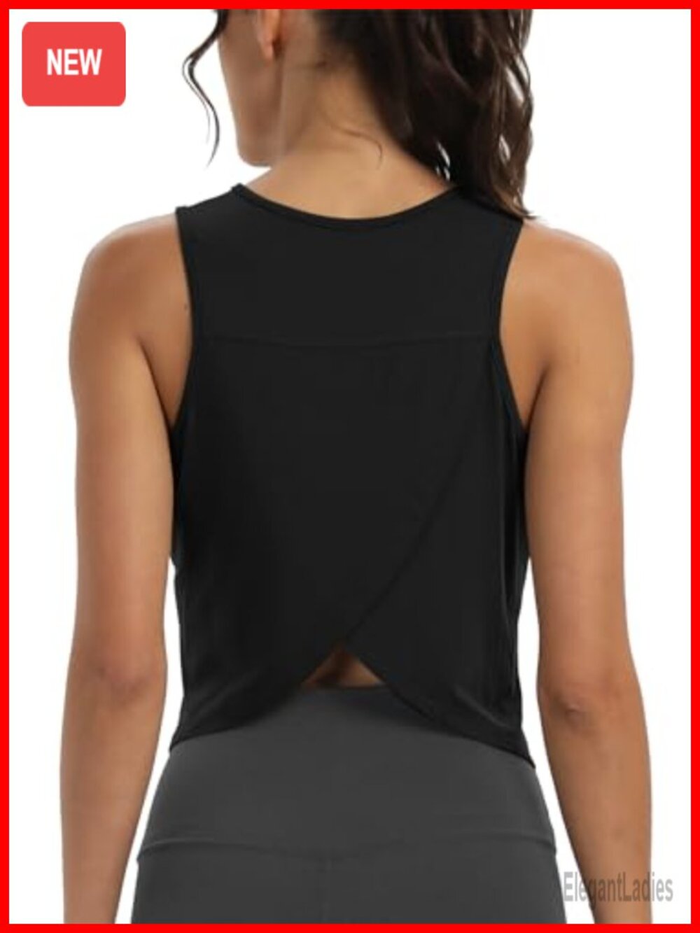 Mippo Workout Tank Top Cropped Open Back Sleeveless Gym Yoga Shirt Loose Fit
